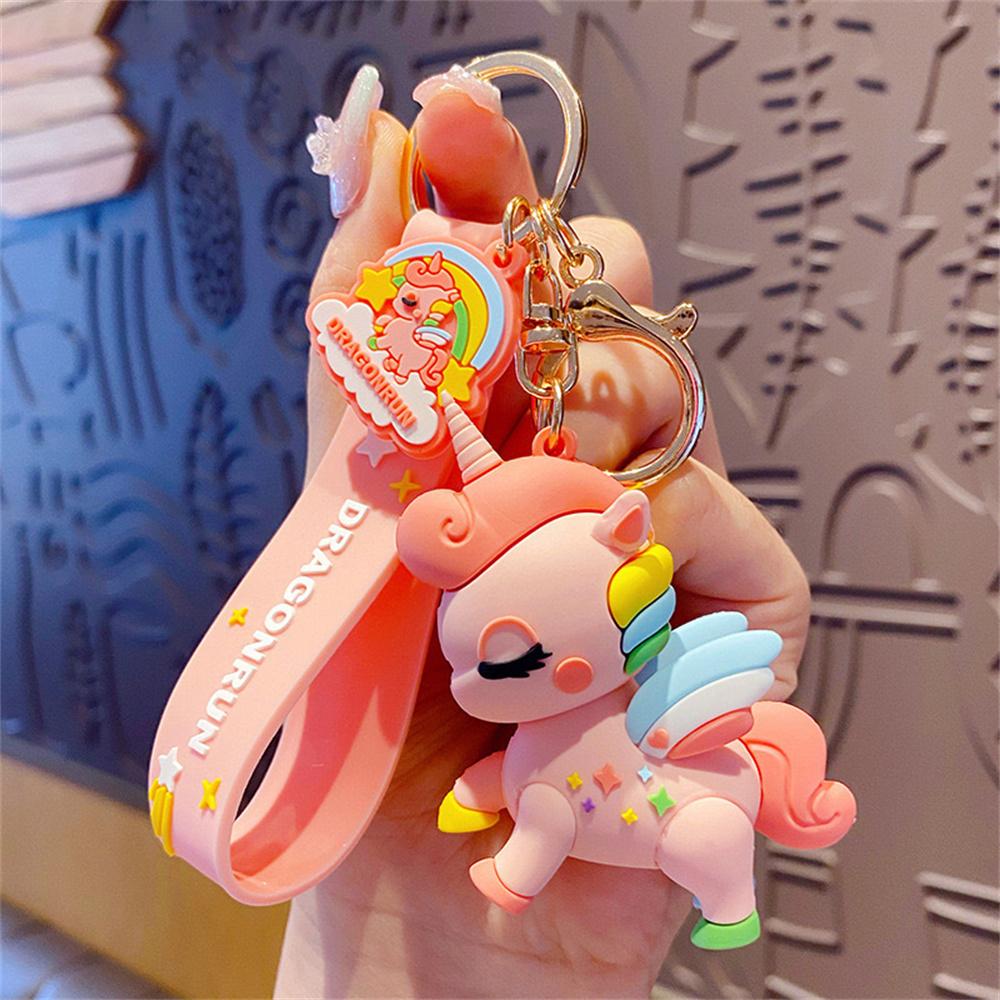 

Cartoon Cute Rainbow Horse Unicorn Keychain Exquisite Doll Couple Bag Pendant Car Keychain Gift