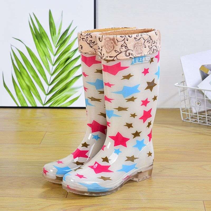 Kuchyňské vodní boty vysoké holínky protiskluzové a odolné proti opotřebení plastové gumové boty návleky vodní boty módní gumové boty boty do deště dámské sum