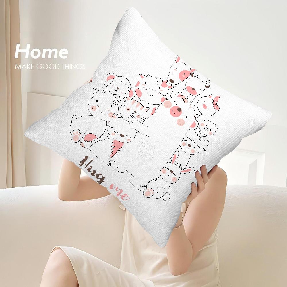Cartoon Niedliche Tiere Kissenbezug Sofa Dekorativ Zuhause Doppelseitiger Druck Plüsch Quadratische Wurfkissenbezüge Kissen Dekorbezug