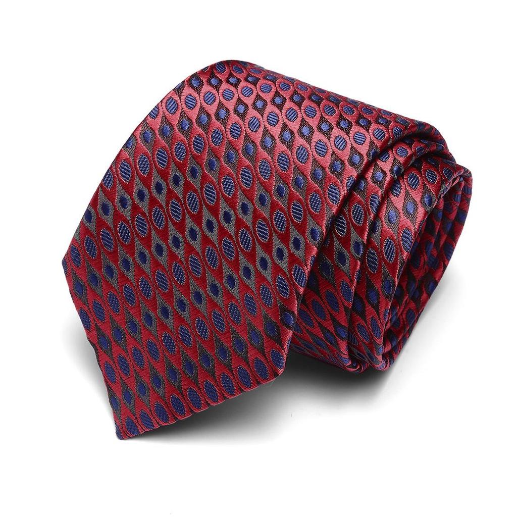Men's 7.5cm Jacquard Polyester Striped Tie for Formal Business or Interviews