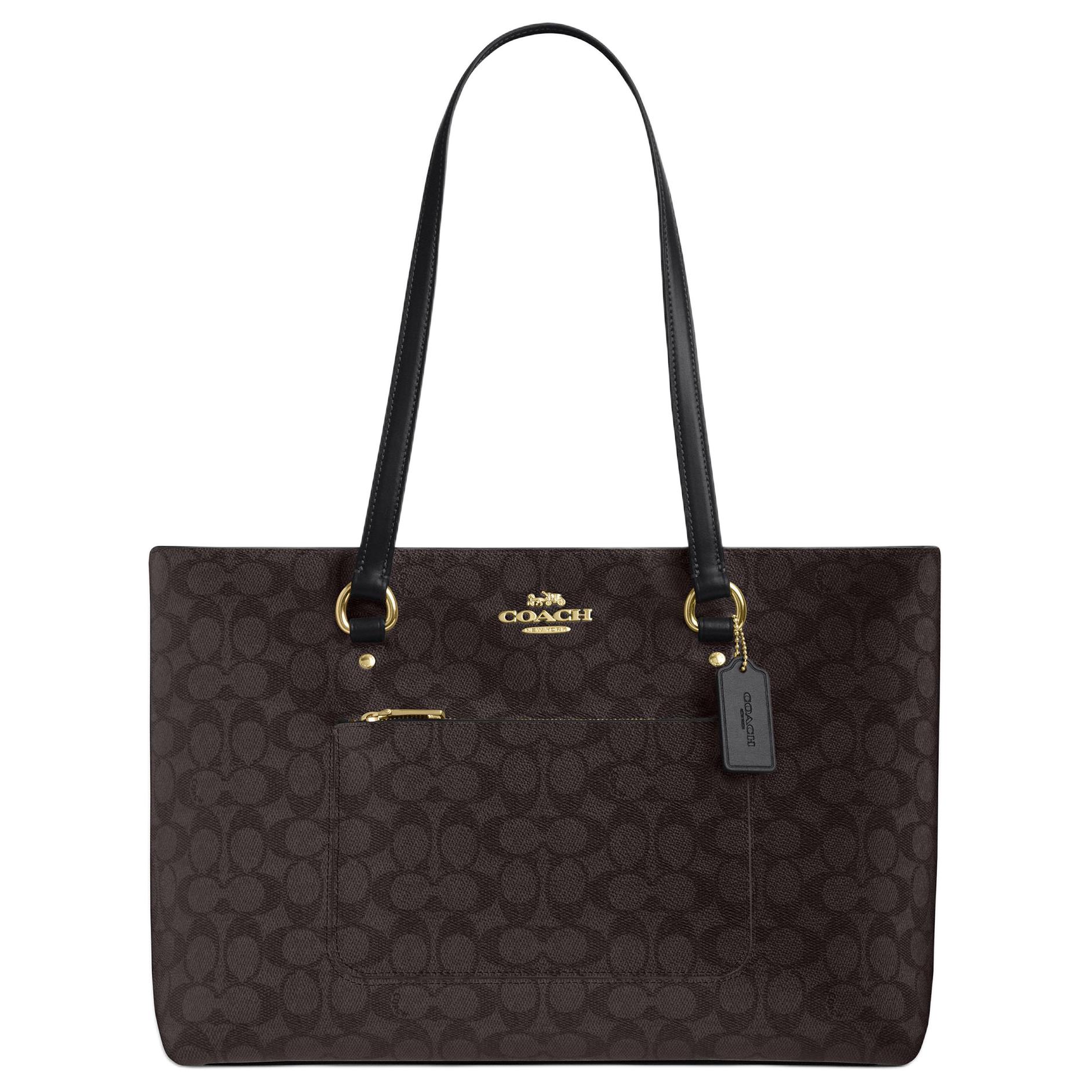 Coach Women's Gold Station 35 Brand Print Coated Canvas And Leather Shoulder Bag Large Shoulder Bag Walnut Ccd69-Imxaq