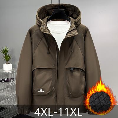 Plus Size 4XL-11XL Autumn Winter Coat for Men Outerwears Casual Thick Warm Oversize Men's Jackets Hooded
