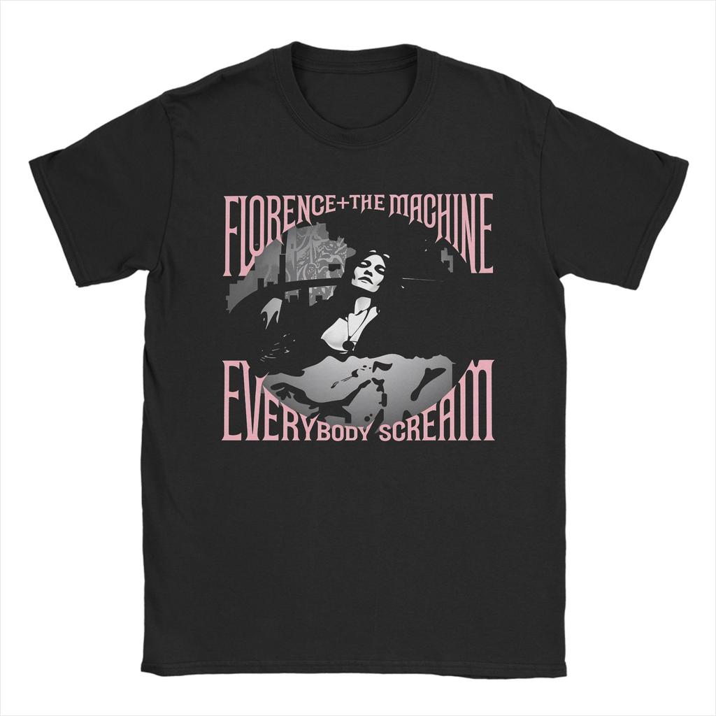 Florence The Machine Everybody Scream Tour Crazy Cotton Tee Shirt Short Sleeve T Shirt Crewneck Clothing Big Size