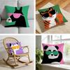 Illustration Style Animal Cushion Cover Short Plush Pillowcase for Bed Sofa Carwashable