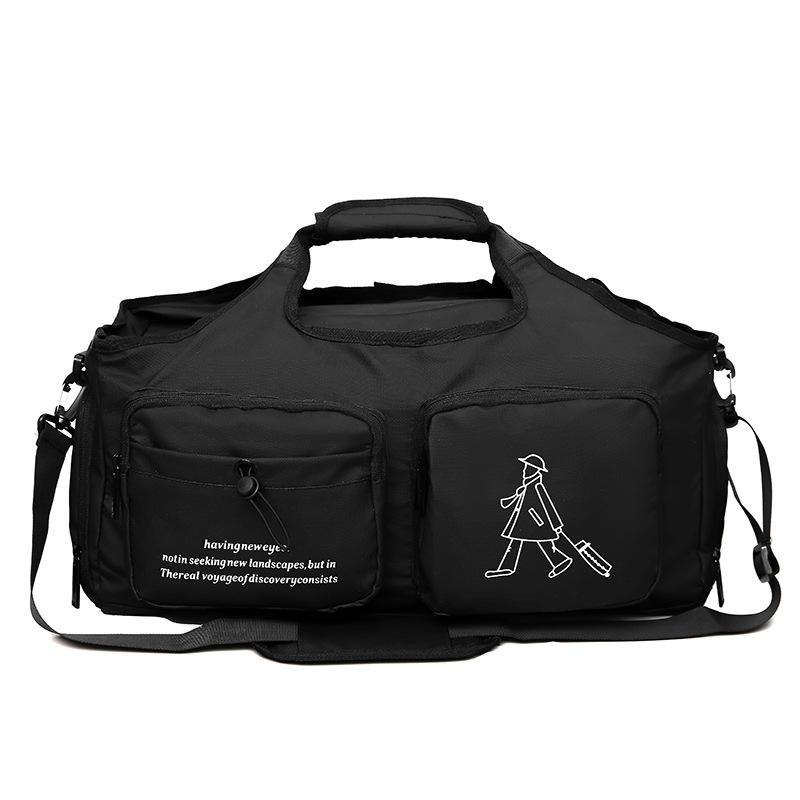 

Travel bag Large capacity independent shoe compartment Handbag Sports yoga fitness bag Korean version Fashion trendy cool shoulder backpack чорний
