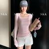 Spring/Autumn Stylish Slim Fit Cotton Long-Sleeve Spicy Girl Two-Piece T-shirt
