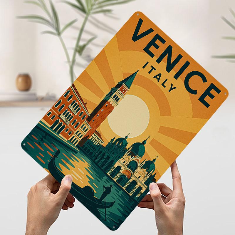 Venice Italy Travel Art Poster Customized Wall Art Vintage Metal Signs Retro Tin Plaque for Man Cave Home Decor Items Coffee Bar
