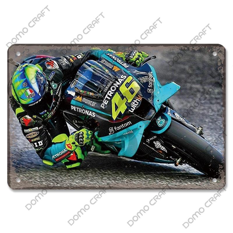 Motorcycle Racing Poster Vintage Metal Plate Racer Athlete Metal Tin Signs Retro Wall Decor Club Pub Bar Man Cave