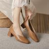 New Shoes for Women Chunky Heels Pumps Concise Designer Soft Leather High Heels Shoes OL Daily Dress Shoes