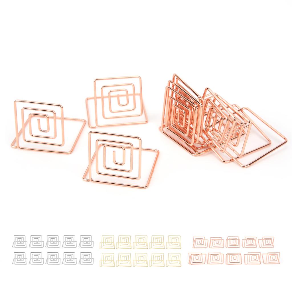 10Pcs Business Card Holder Mini Cute Metal Desktop Message Display Stand for Table Number Photo Memo