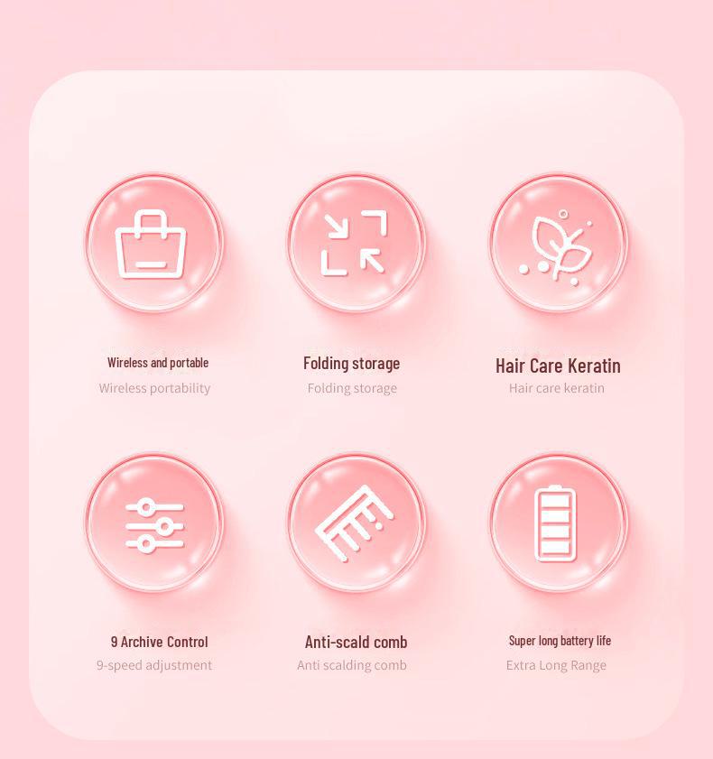 Portable Foldable Negative Ion Hair Straightener & Curler with Wireless Charging - No Damage Hair Tool