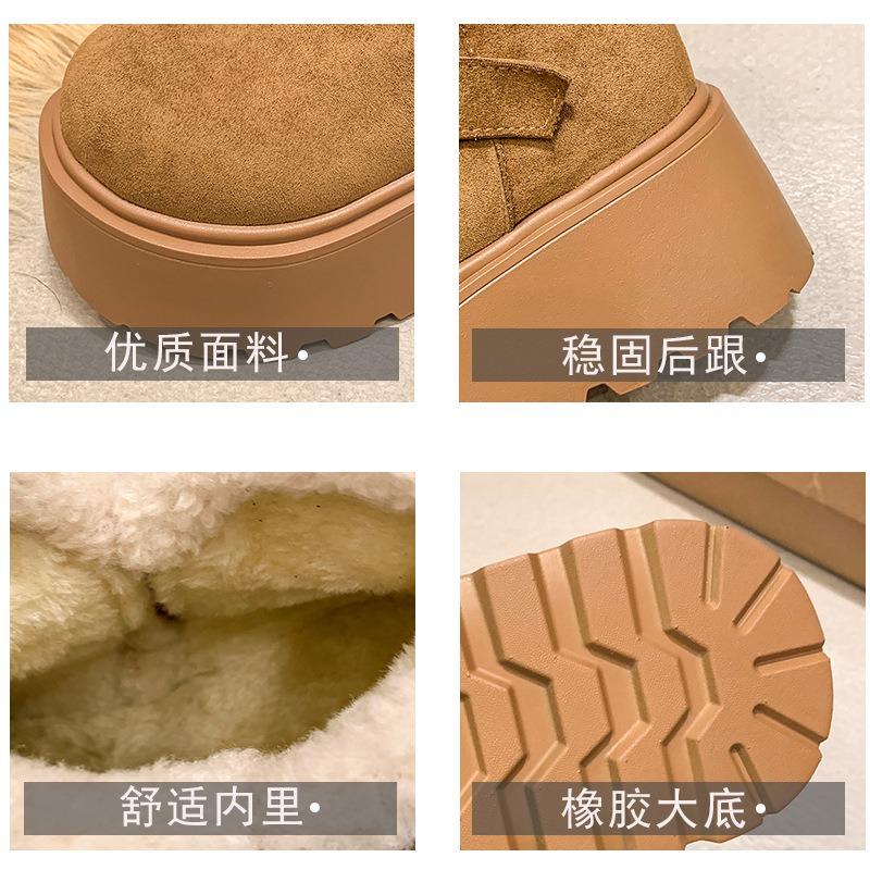 Thick-soled muffin Boken snow boots women's new winter plush warm fluffy short boots small man