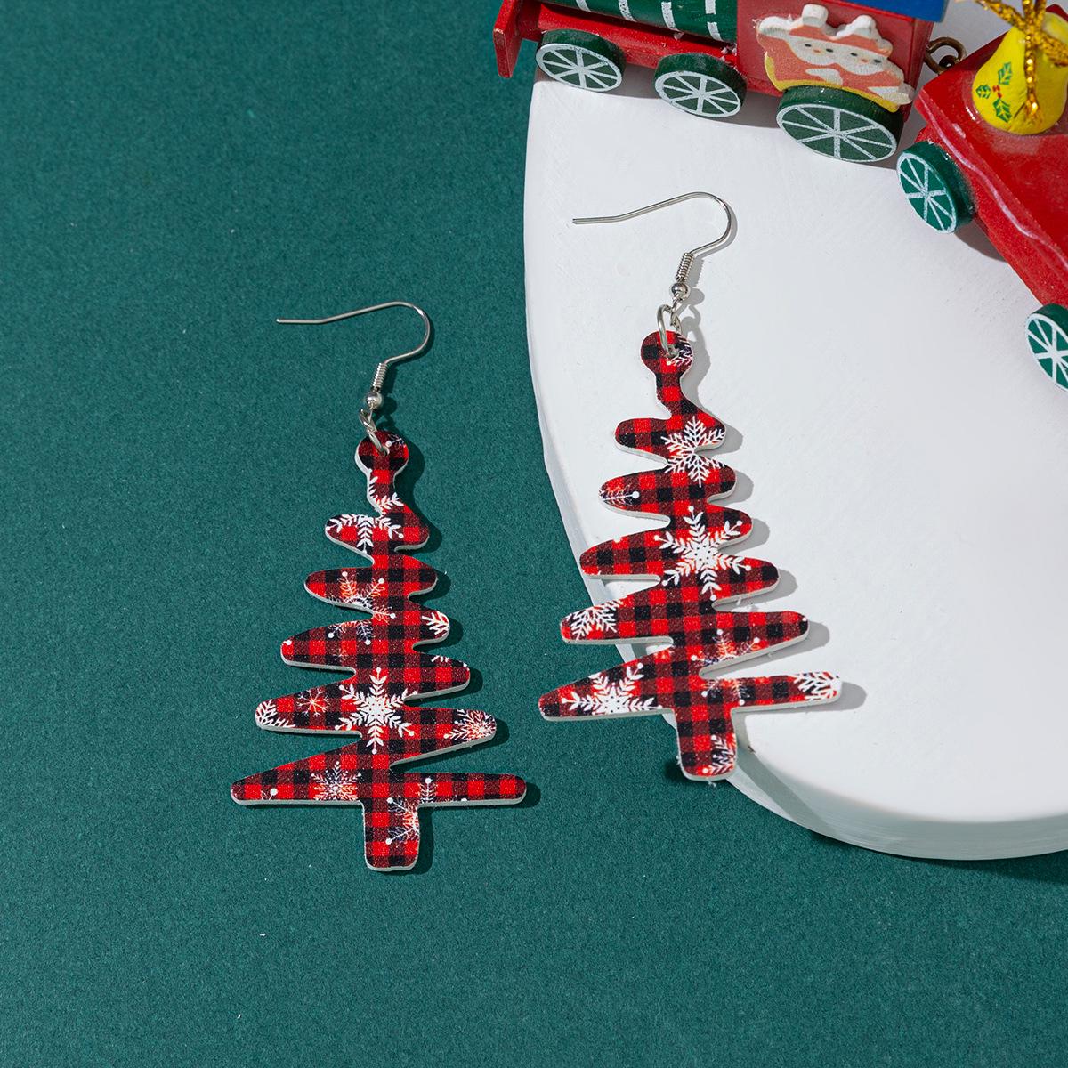 2025 European Cross Leather Snowman Christmas Stud Earrings for Women