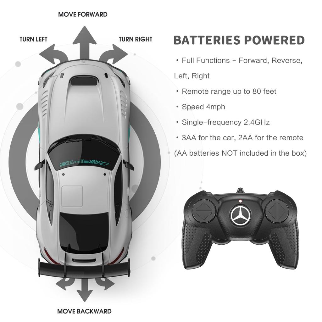 RASTAR Remote Control GT 2 Remote Control Kids Boy Toy Silver RC Sports Car 1/24 Car, Mercedes-AMG Car, Mercedes-AMG Car,