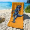 Cartoon-style Tyrannosaurus Rex Pattern Polyester Microfiber Beach Towel Is Highly Absorbent Suitable Swimming and Beach Outings