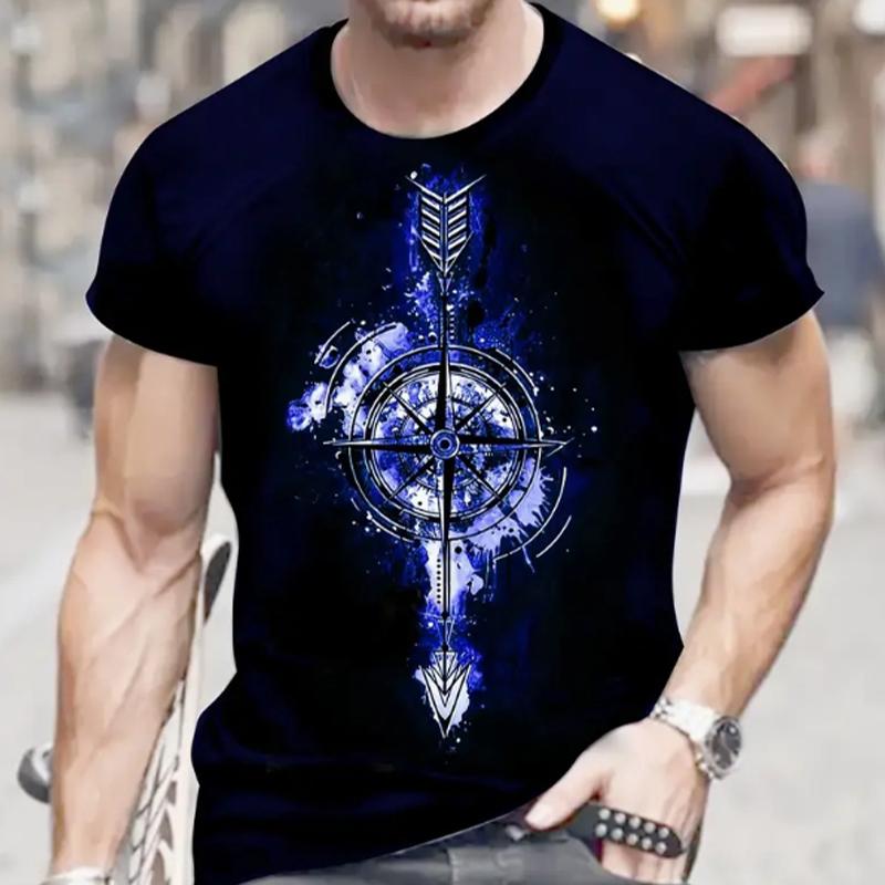 Новая летняя мужская модная футболка с принтом лука и стрелы мужская футболка топ 8XL темно-синий 1298₽