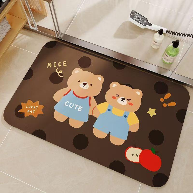 Cartoon Bear Rabbit Bathroom Non Slip Mat Cute and Simple Bathroom Entrance Hand Pool Non Slip Mat Home Decoration