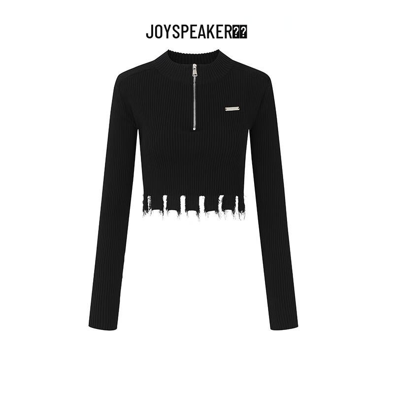 JOY SPEAKER Women's Half-High Collar Half-Zip Knitted Sweater