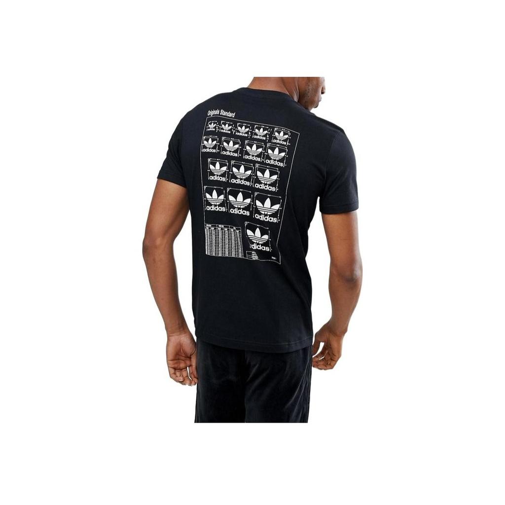 Adidas Originals Logo Print Round Neck Short Sleeve T-Shirt Men Tops Black BQ3076
