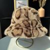 Retro Leopard Print Fisherman's Hat Leopard Print Autumn Winter Warm Hat  for Daily Wear