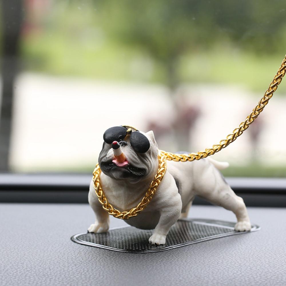 Funny Resin Pitbull Dog Statue Realistic No Base Simulation Dog Wear-resistant Dog Ornaments Car Interior Dashboard Decoration