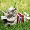 Elephant and Rabbit Reading Garden Resin Ornament for Home or Office Decor