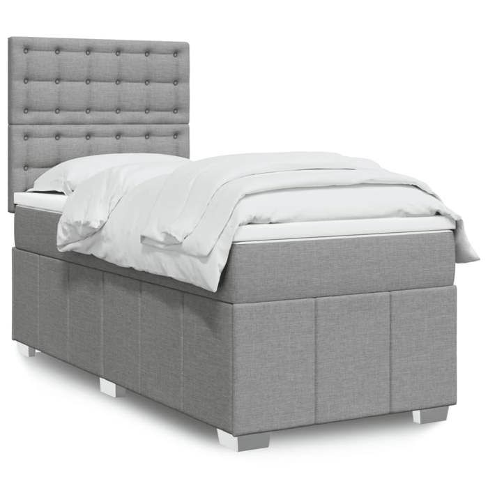 VidaXL Sommier à lattes de lit avec matelas Gris clair 100x200cm Tissu 3291593
