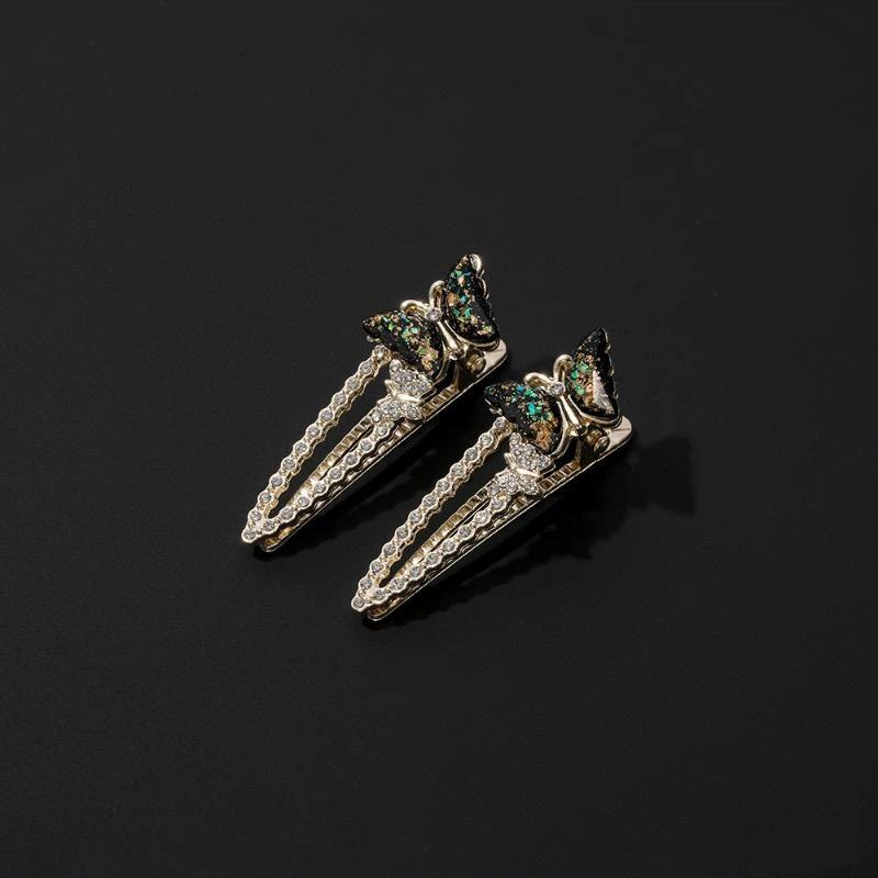 2Pcs Cute And Sweet Women'S Bangs Side Clip Super Fairy Rhinestone Butterfly Hairpins Korean Style Hair Clip Headdress