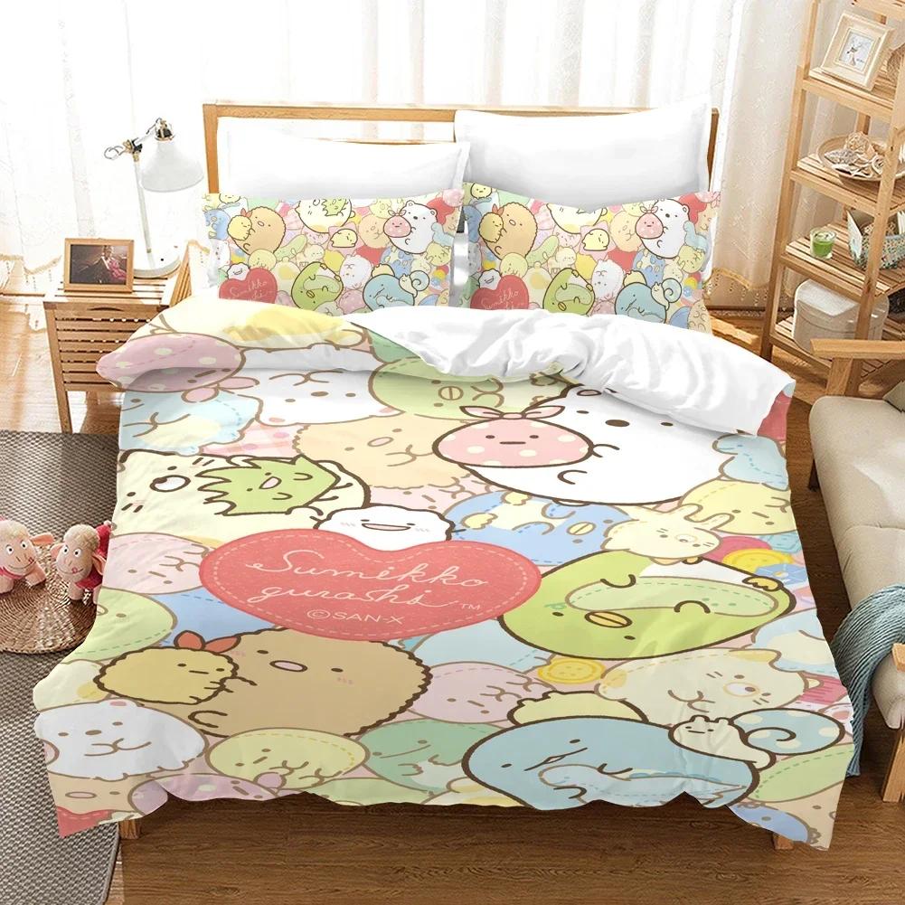 3D Potlač Sumikko Gurashi Vzor Pohodlný Prešívaný Prikrývka Poťah na Vankúš Súprava Posteľnej Bielizne Detská Izba Dekorácia Domáci Textil