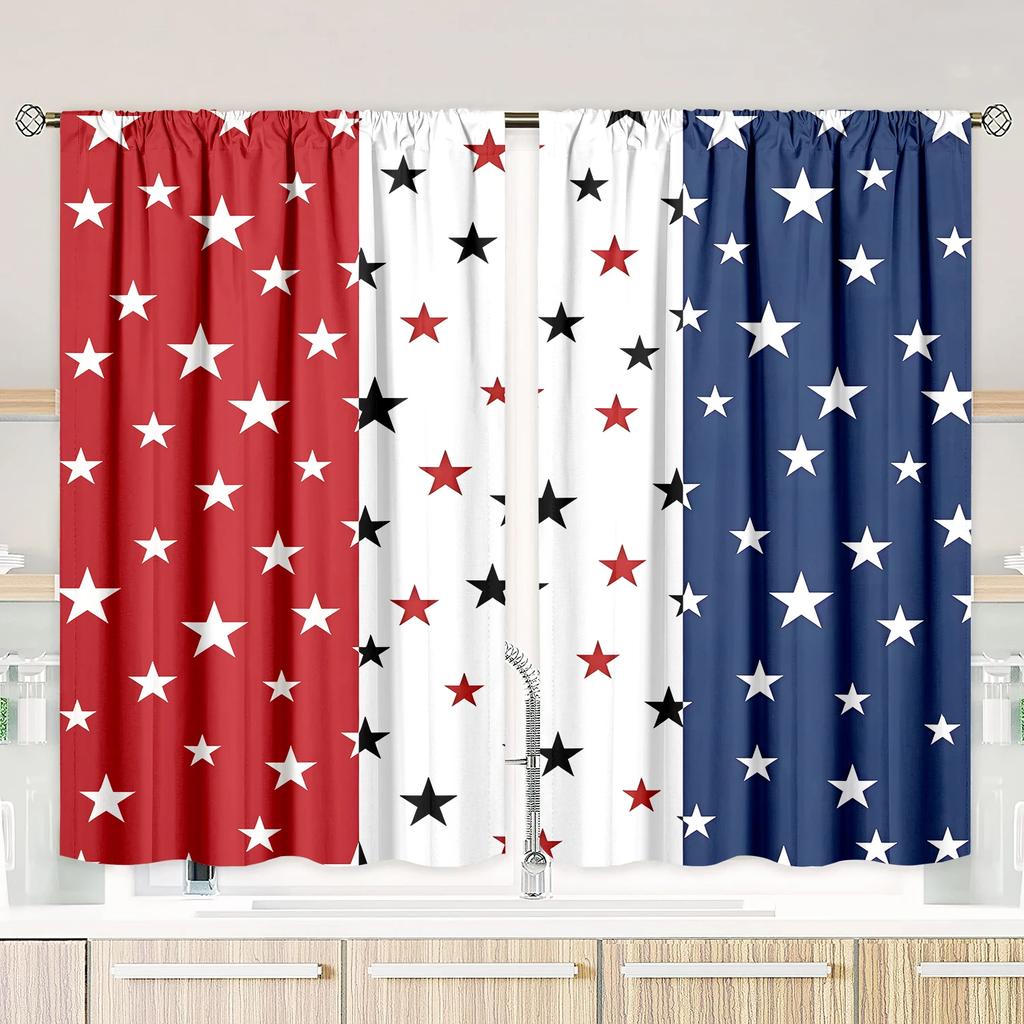 Five Pointed Star Pattern Printed Curtains Christmas Decorations Bedroom Living Room Home Decoration Made Of Polyester Area Window Treatment