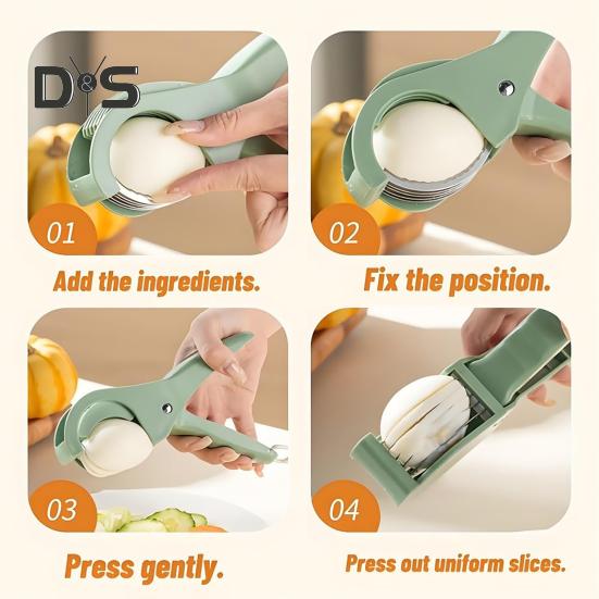 2Pcs Fruit Slicer Ergonomic Handle Multi-Blade Design Kitchen Cutter Fruits Vegetables Slicer Kitchen Utensil