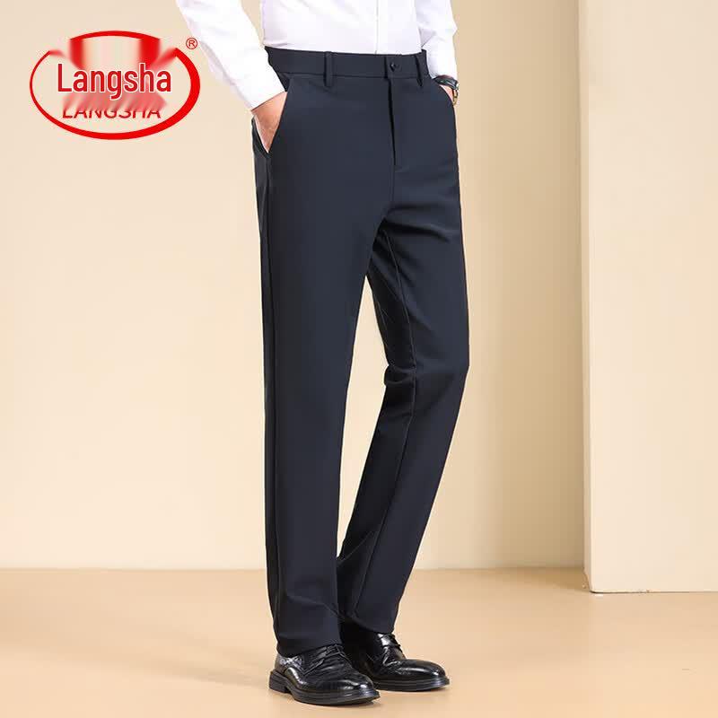 LangSha Men s Summer Stretchy Straight Business Casual Pants 36
