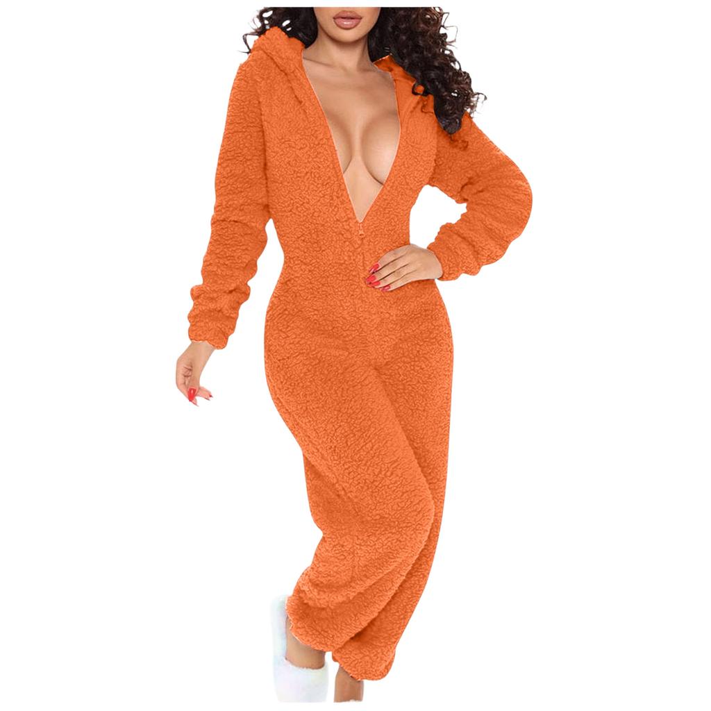 Women's Hooded Long Sleeve Pajama with Button Closure