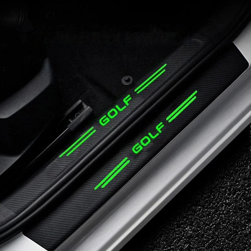 2026 Hot Sticker Luminous Car Front Rear Door Sill Scuff Plate Threshold Protective Decals For Volkswagen VW GOLF Badge 3 5 7 MK