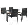 VidaXL Garden Dining Set 5 Pcs Black Textilene and Steel 3187043