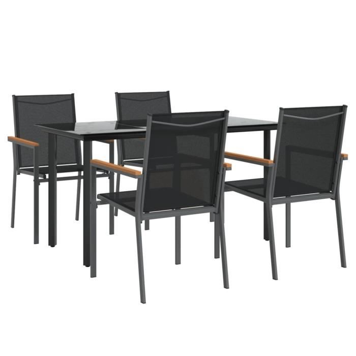 VidaXL Garden Dining Set 5 Pcs Black Textilene and Steel 3187043