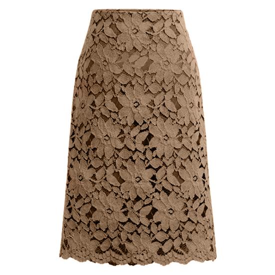 Bodycon Skirt Hollow Out Lace Elegant A-line High Waist Knee Length Skirt for Office