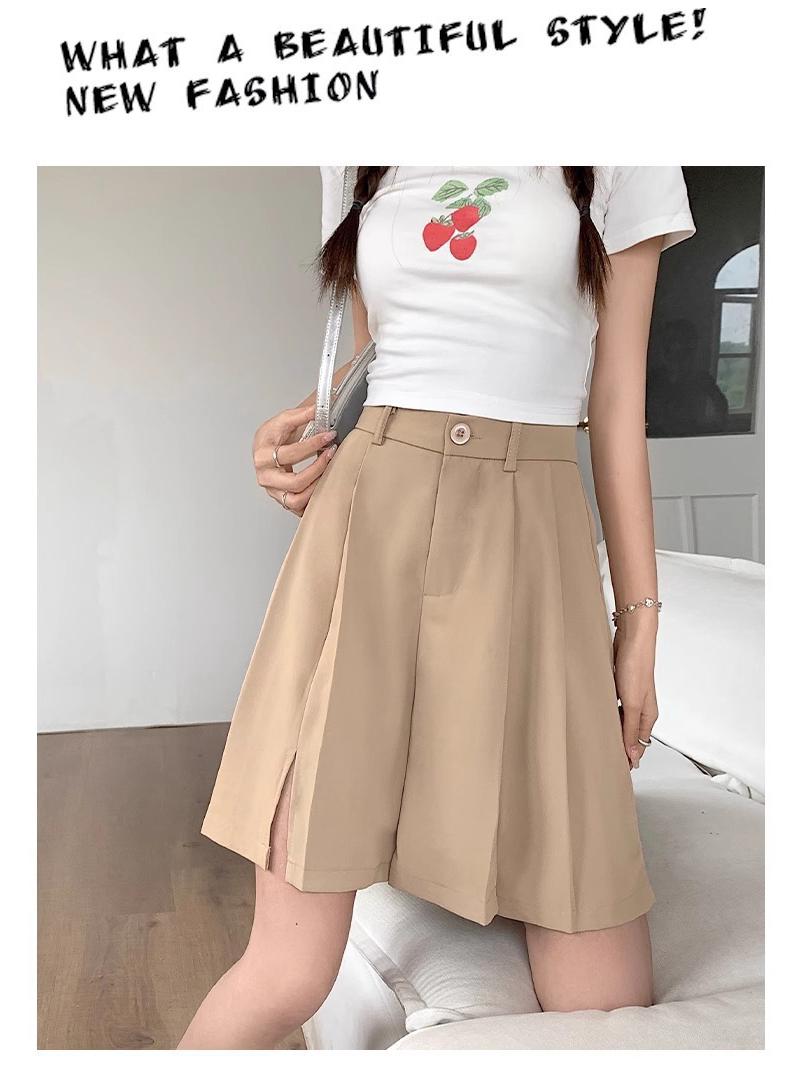 

Женские осенние шорты А-силуэта с высокой талией из шифона плиссе - Большой размер Широкие штанины Миди L абрикосовый