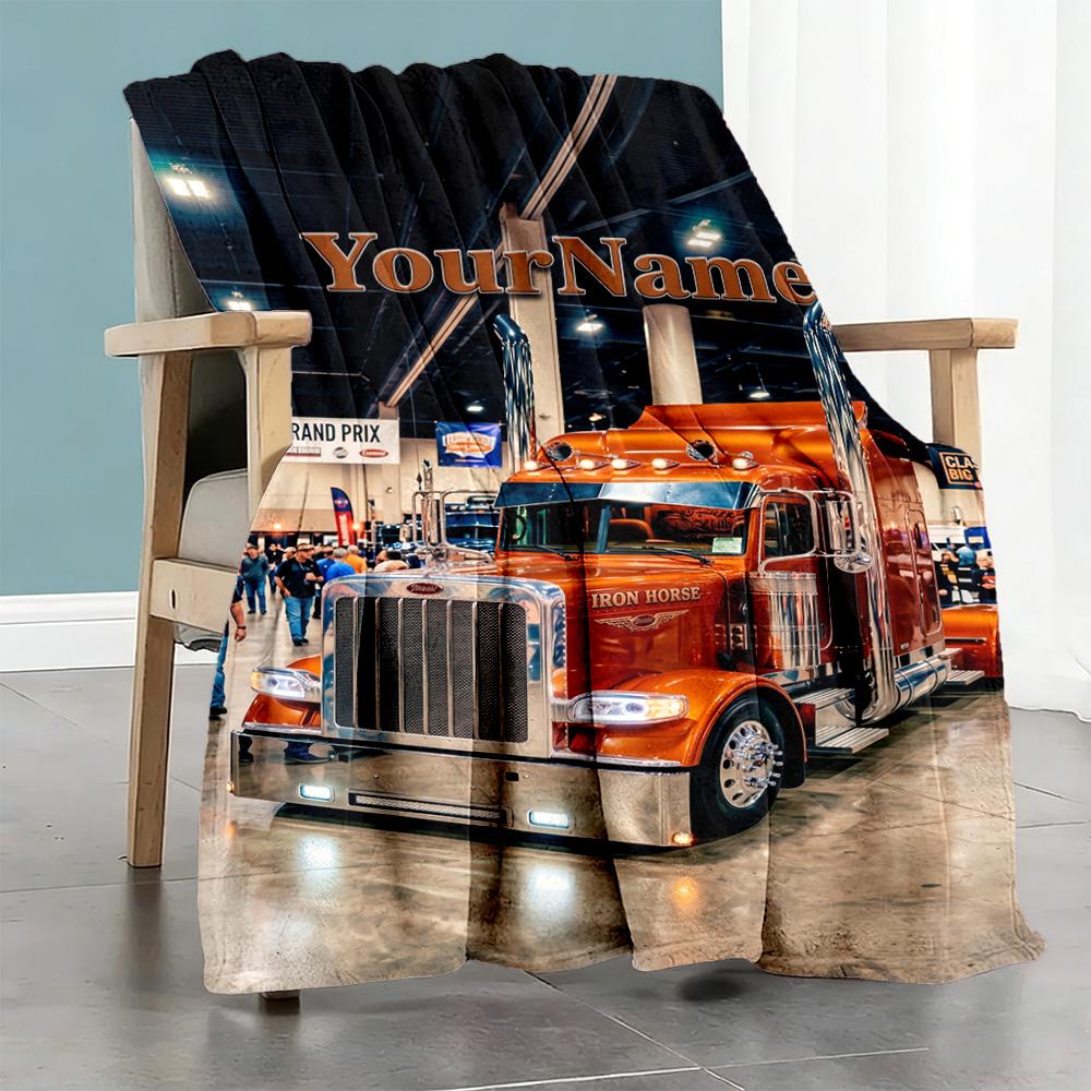 Kw Heavy Trucks Customize Your Name Blanket Cozy Personalized Blanket Ultra-Soft Suitable for Bed Couch Picnics Seaside Ideal for All Seasons