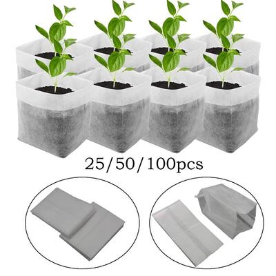25/50/100 buc țesătură nețesută biodegradabilă pentru pepinieră saci de creștere a plantelor pentru răsaduri, pentru cultivare, ghivece de plantat, pungă de aerisire ecologică pentru grădină