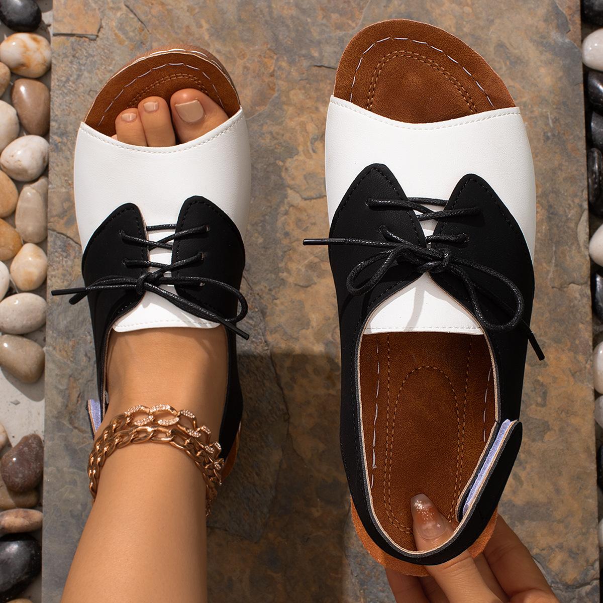 

Летние новые пляжные сандалии на толстой подошве с одной педалью, круглым носком и открытым носком на липучке. Римские сандалии с застежкой-молнией и ремешком в форме рыбьего рта. 43