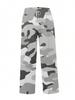 Damen Europäische & Amerikanische Camouflage Weitbeinige, Gerade Sportliche Freizeit-Hose