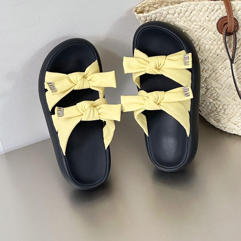 Bow wear cool slippers women's summer versatile thick bottom open toe casual sandals