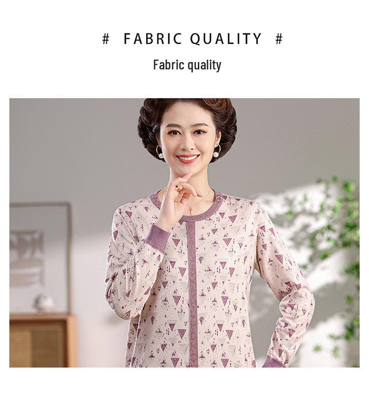 Spring 2026 Long-Sleeve Knit Top for Middle-Aged & Elderly Women