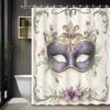 1pc Vintage Watercolor Carnival Mask Shower Curtain – Mysterious Style, Includes 12 Hooks, for Bathroom Decor
