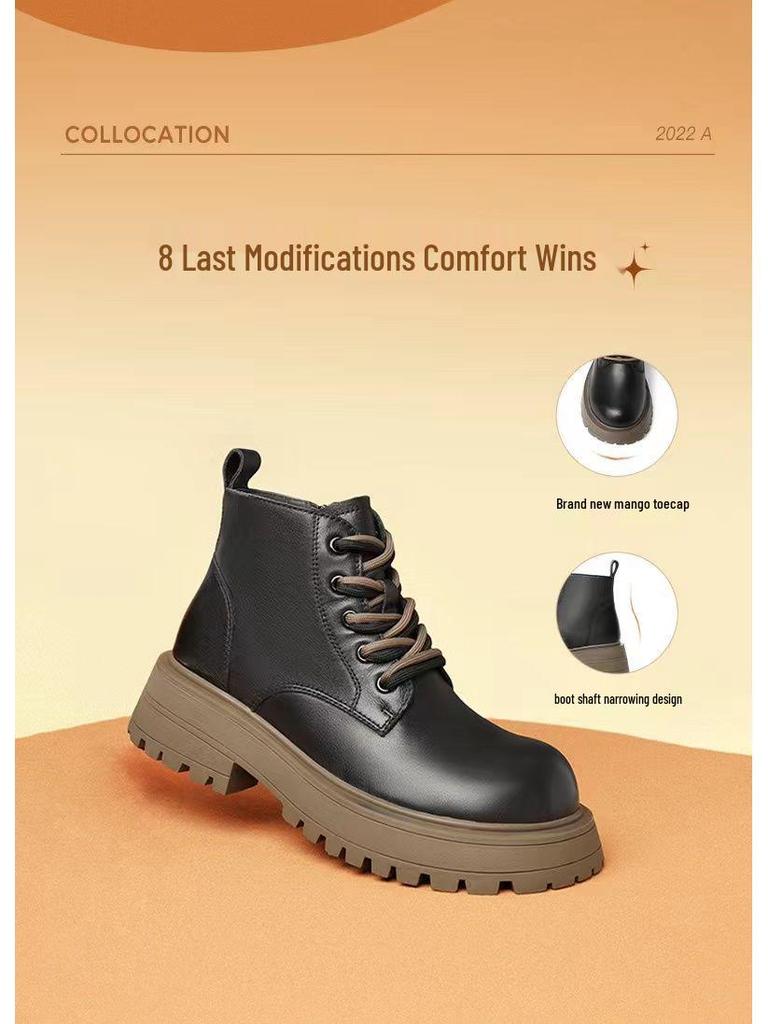 Petite Women's Fleece-Lined British-Style Martin Snow Boots for Autumn/Winter