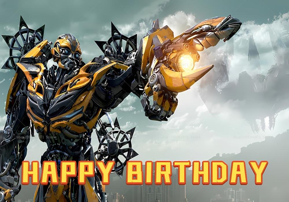 Fun Transformers Background Banner with Optimus Prime Theme for Kids, Children's Party Decoration