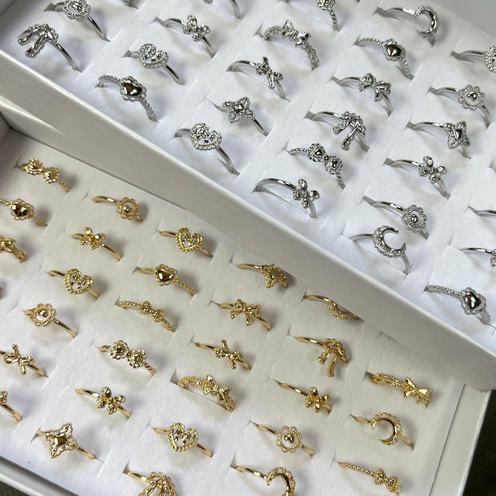 36Pcs Court-style ring for women, simple and versatile finger jewelry rings