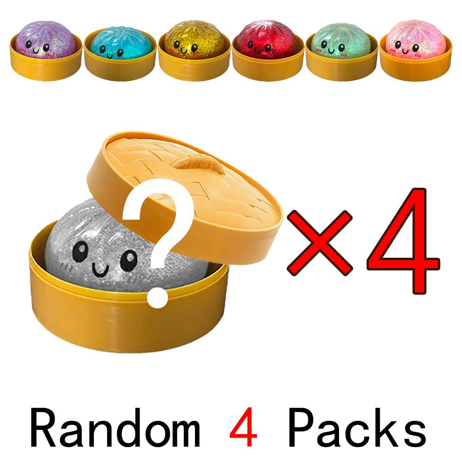 Glitter Dumpling Squishies with Box Sensory Squeeze Soft Pinch Stress Relief Ball Gift