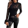 New Women's Sexy Black Lace Patchwork Irregular Neckline T-shirt Top